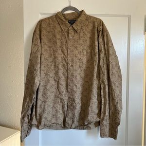 Vintage Horse Equestrian Derby Button Down Taupe XXL The Original Steve & Barry